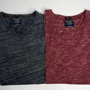 2 Abercrombie & Fitch Men’s Muscle Short Sleeve V-Neck T-Shirts Size Large